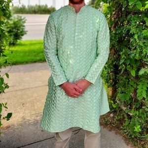 EMBROIDERED GREEN KURTA